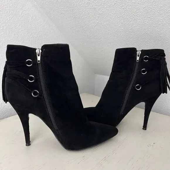 Anne Michelle Lonestar-11 black faux velvet stiletto heel boot size 10 - Picture 3 of 9